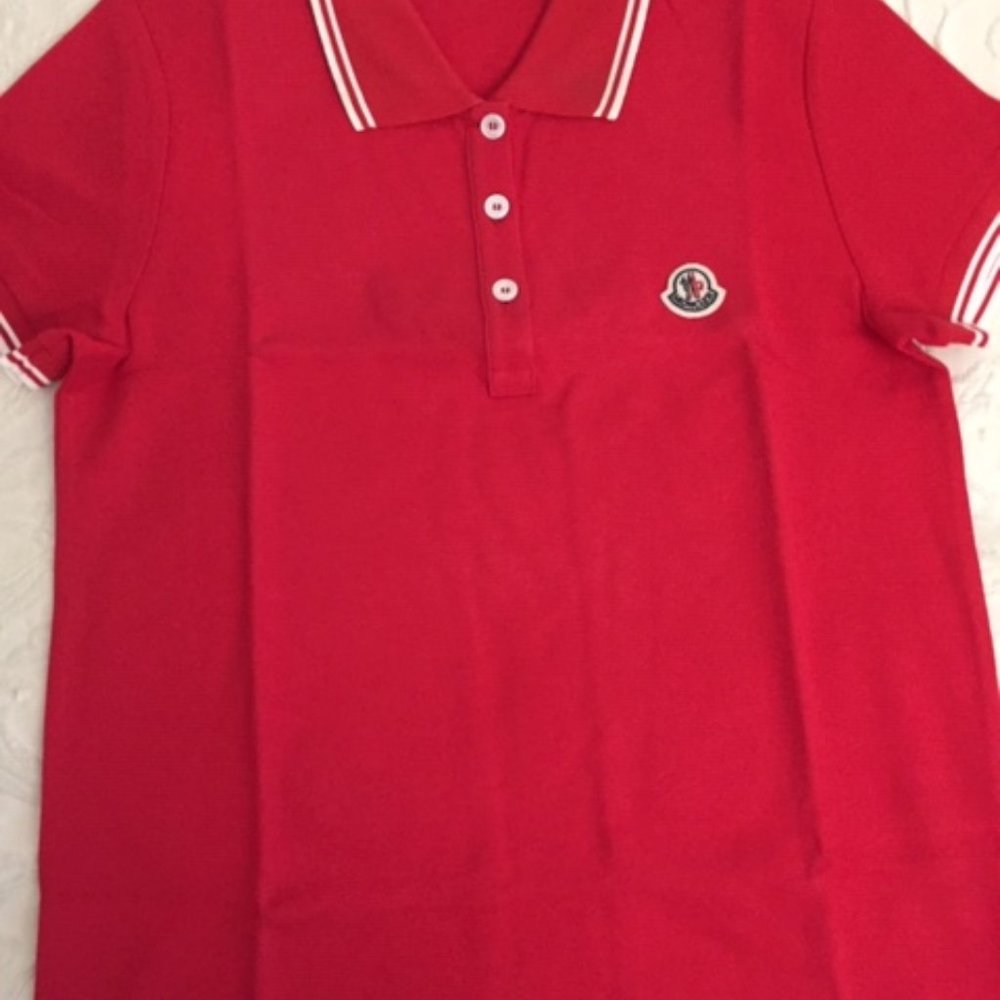 New With Tag Moncler Women Polo T-Shirt Short Sleeve Red XS 100% cotton